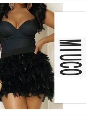 MIUCO BLACK FEATHER SKIRT